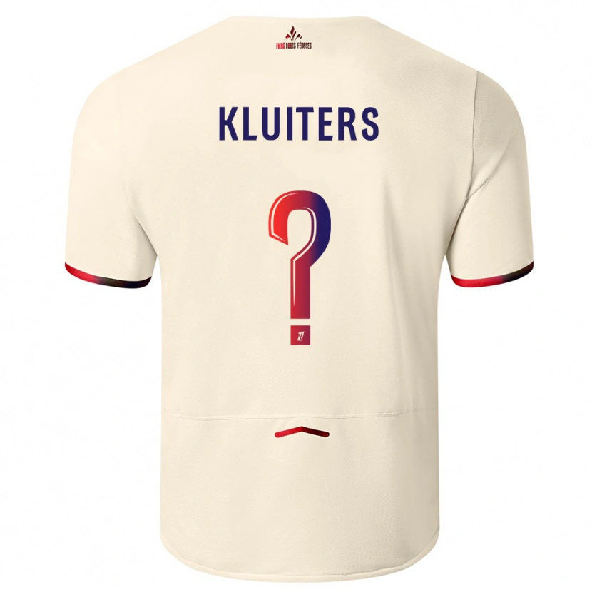 Danxen Dame Luuk Kluiters #0 Off-White Rød Bortetrøye Drakt Trøye 2025/26 Skjorter T-Skjorte