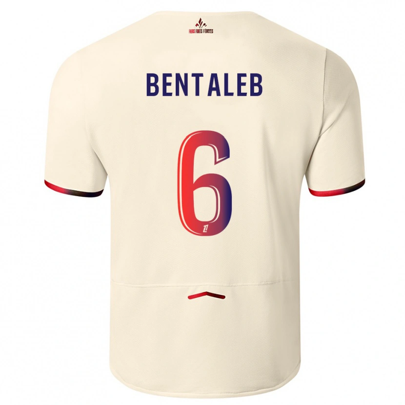 Danxen Dame Nabil Bentaleb #6 Off-White Rød Bortetrøye Drakt Trøye 2025/26 Skjorter T-Skjorte