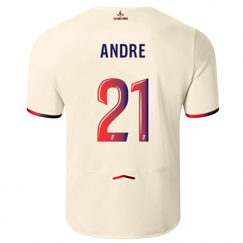 Danxen Dame Benjamin André #21 Off-White Rød Bortetrøye Drakt Trøye 2025/26 Skjorter T-Skjorte