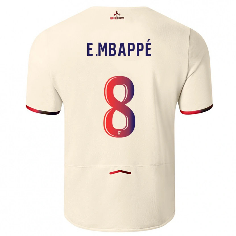 Danxen Dame Ethan Mbappé #8 Off-White Rød Bortetrøye Drakt Trøye 2025/26 Skjorter T-Skjorte