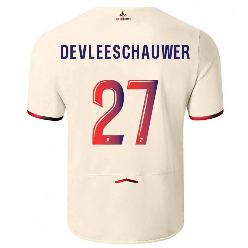 Danxen Dame Gwenaëlle Devleeschauwer #27 Off-White Rød Bortetrøye Drakt Trøye 2025/26 Skjorter T-Skjorte