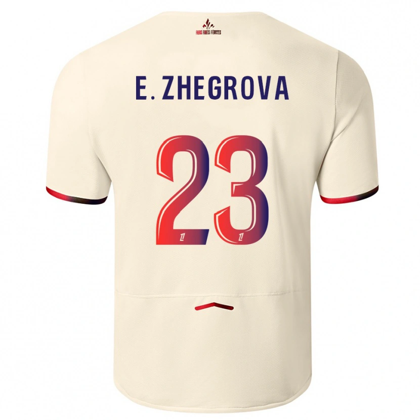 Danxen Dame Edon Zhegrova #23 Off-White Rød Bortetrøye Drakt Trøye 2025/26 Skjorter T-Skjorte