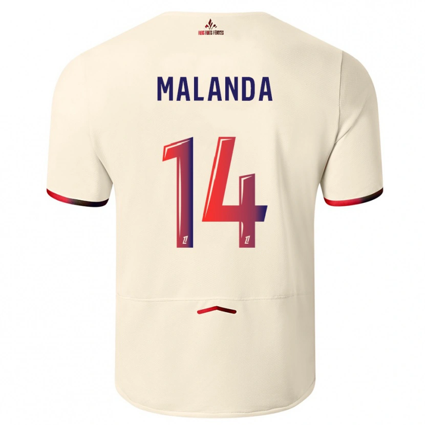 Danxen Dame Jephthe Malanda #14 Off-White Rød Bortetrøye Drakt Trøye 2025/26 Skjorter T-Skjorte