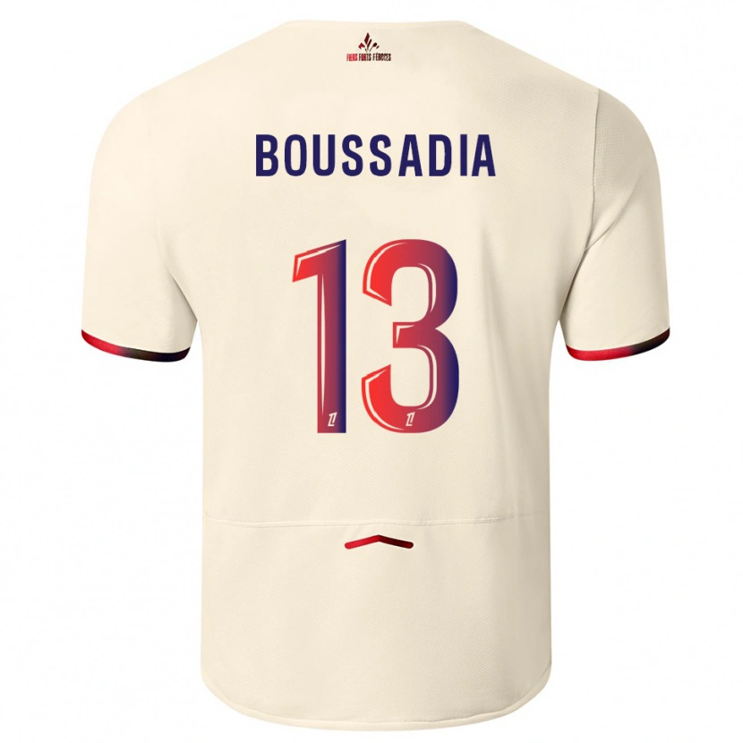 Danxen Dame Saad Boussadia #13 Off-White Rød Bortetrøye Drakt Trøye 2025/26 Skjorter T-Skjorte