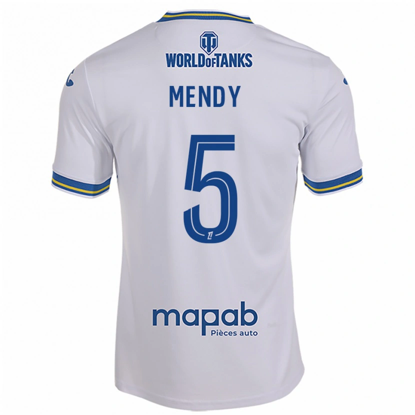 Danxen Dame Benjamin Mendy #5 Hvit Lyseblå Bortetrøye Drakt Trøye 2025/26 Skjorter T-Skjorte