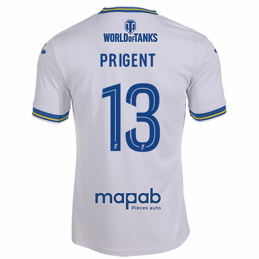 Danxen Dame Matéo Prigent #13 Hvit Lyseblå Bortetrøye Drakt Trøye 2025/26 Skjorter T-Skjorte