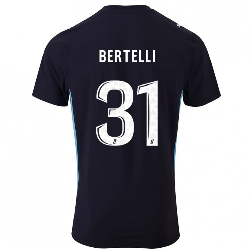 Danxen Dame Ugo Bertelli #31 Svart Lyseblå Bortetrøye Drakt Trøye 2025/26 Skjorter T-Skjorte
