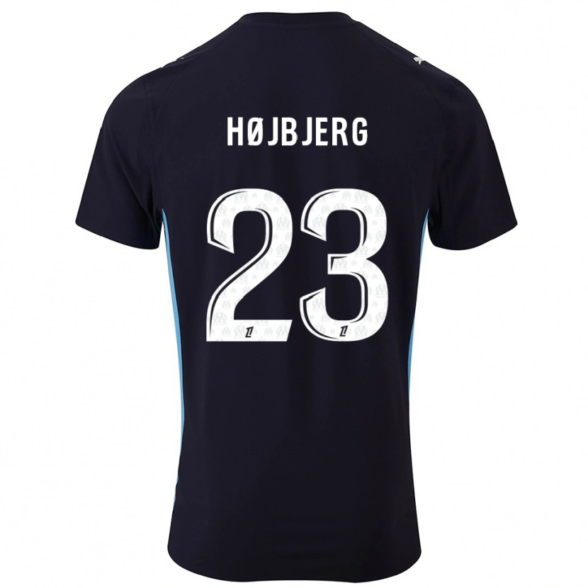 Danxen Dame Pierre-Emile Højbjerg #23 Svart Lyseblå Bortetrøye Drakt Trøye 2025/26 Skjorter T-Skjorte