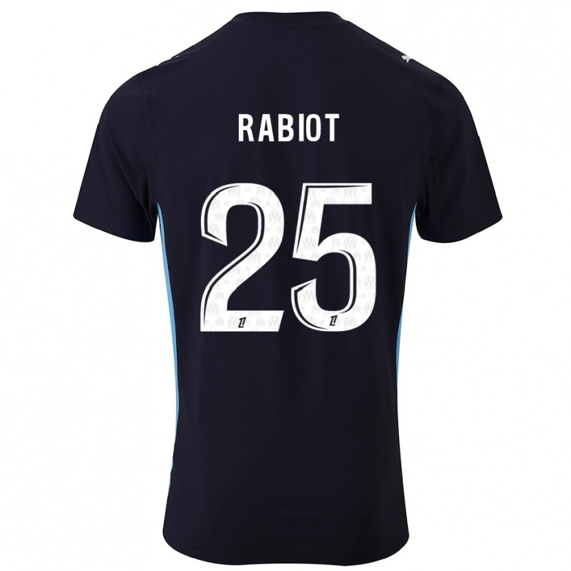 Danxen Dame Adrien Rabiot #25 Svart Lyseblå Bortetrøye Drakt Trøye 2025/26 Skjorter T-Skjorte