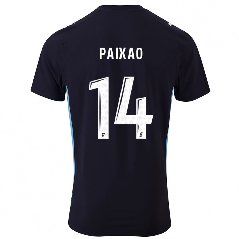 Danxen Dame Igor Paixão #14 Svart Lyseblå Bortetrøye Drakt Trøye 2025/26 Skjorter T-Skjorte