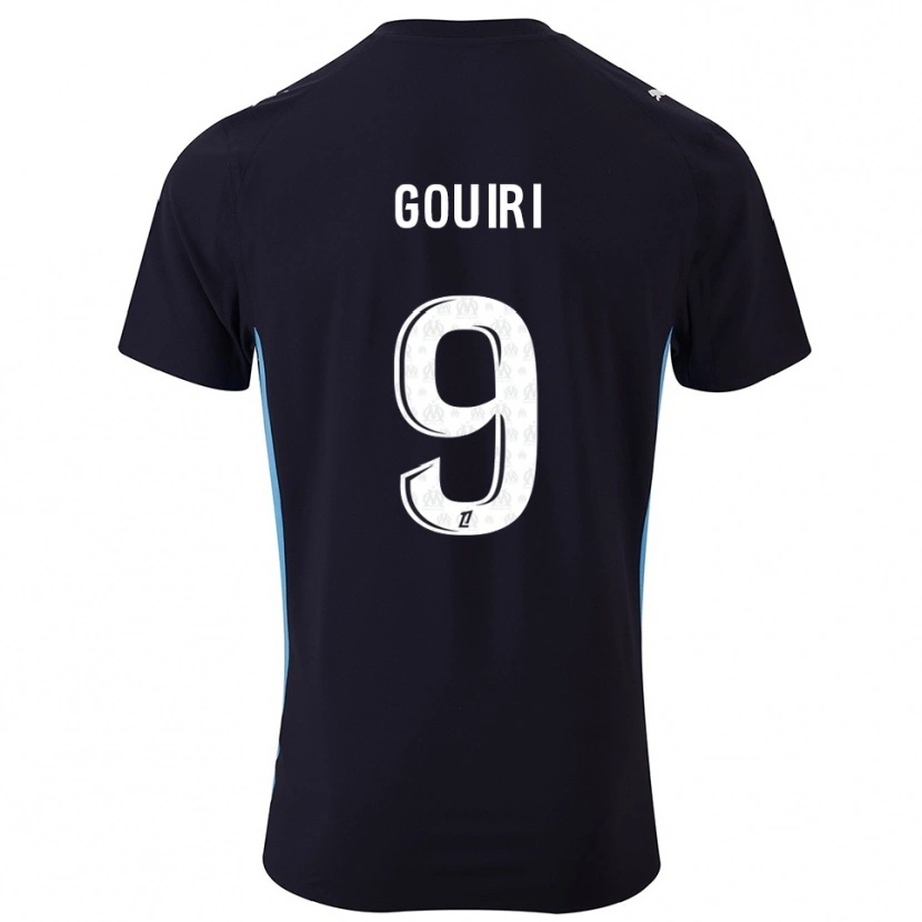 Danxen Dame Amine Gouiri #9 Svart Lyseblå Bortetrøye Drakt Trøye 2025/26 Skjorter T-Skjorte