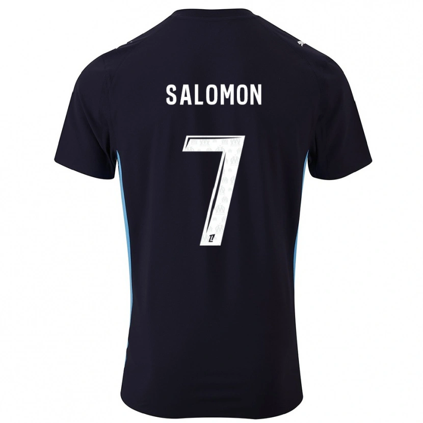Danxen Dame Maëva Salomon #7 Svart Lyseblå Bortetrøye Drakt Trøye 2025/26 Skjorter T-Skjorte