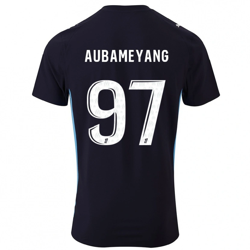 Danxen Dame Pierre-Emerick Aubameyang #97 Svart Lyseblå Bortetrøye Drakt Trøye 2025/26 Skjorter T-Skjorte