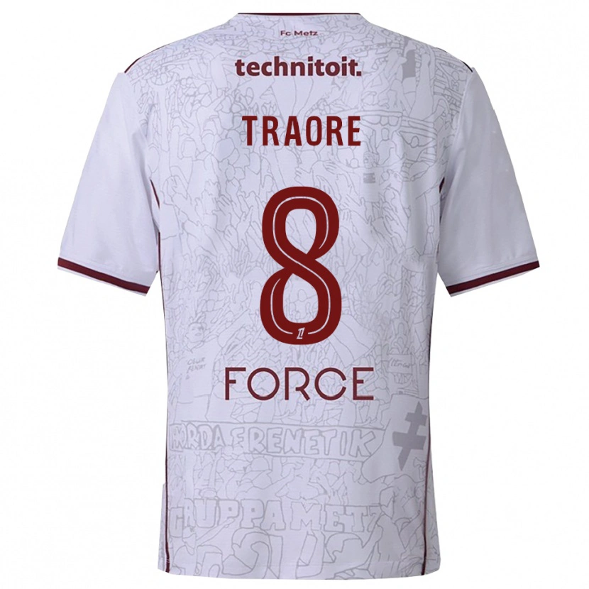 Danxen Dame Boubacar Traoré #8 Hvit Burgunder Bortetrøye Drakt Trøye 2025/26 Skjorter T-Skjorte