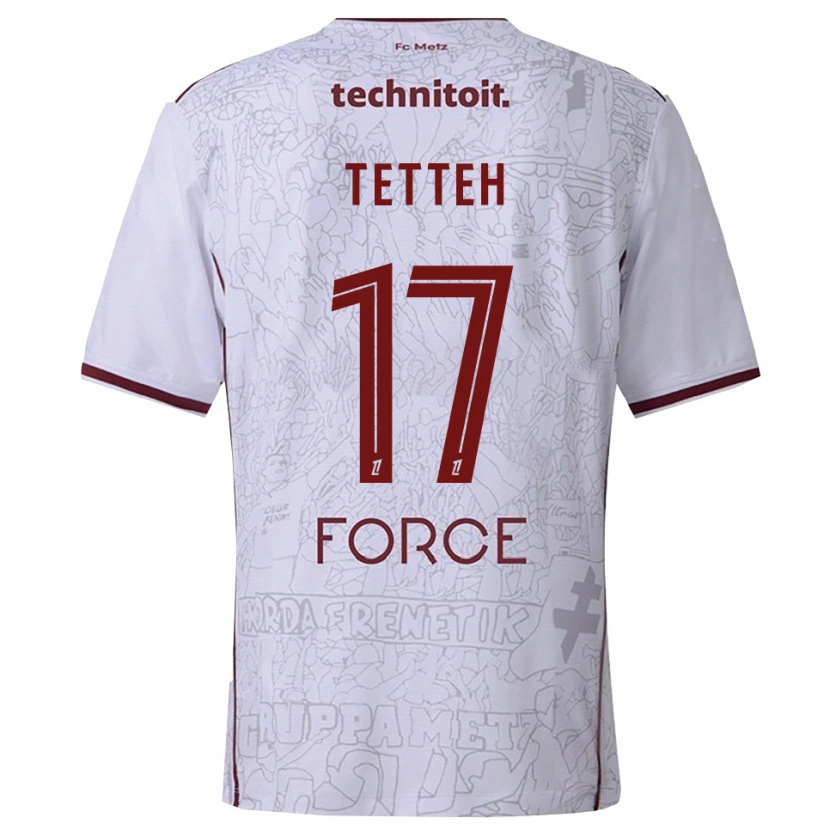 Danxen Dame Benjamin Tetteh #17 Hvit Burgunder Bortetrøye Drakt Trøye 2025/26 Skjorter T-Skjorte