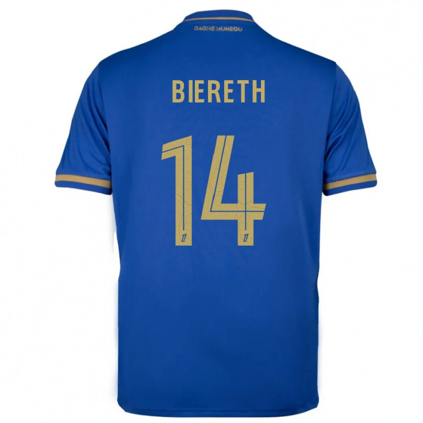Danxen Dame Mika Biereth #14 Blå Gull Bortetrøye Drakt Trøye 2025/26 Skjorter T-Skjorte