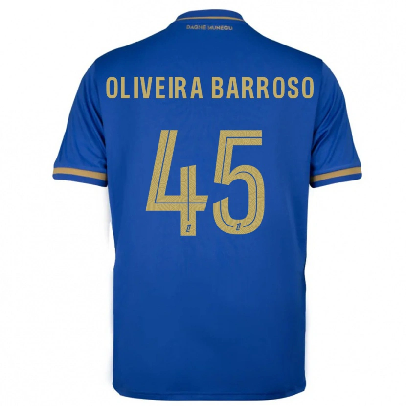 Danxen Dame Mickael Oliveira Barroso #45 Blå Gull Bortetrøye Drakt Trøye 2025/26 Skjorter T-Skjorte