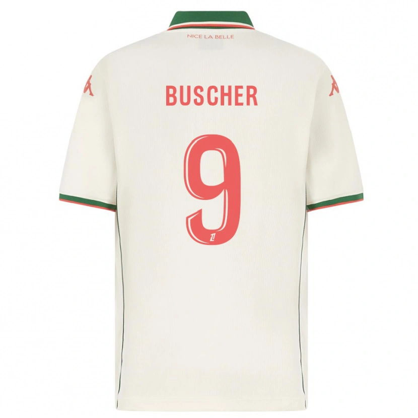 Danxen Dame Mickaël Buscher #9 Hvit Grønn Bortetrøye Drakt Trøye 2025/26 Skjorter T-Skjorte