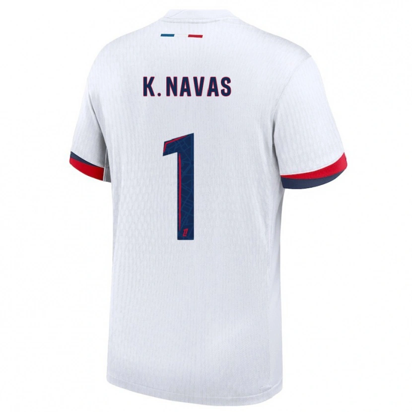 Danxen Dame Keylor Navas #1 Hvit Rød Bortetrøye Drakt Trøye 2025/26 Skjorter T-Skjorte