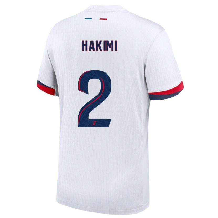 Danxen Dame Achraf Hakimi #2 Hvit Rød Bortetrøye Drakt Trøye 2025/26 Skjorter T-Skjorte