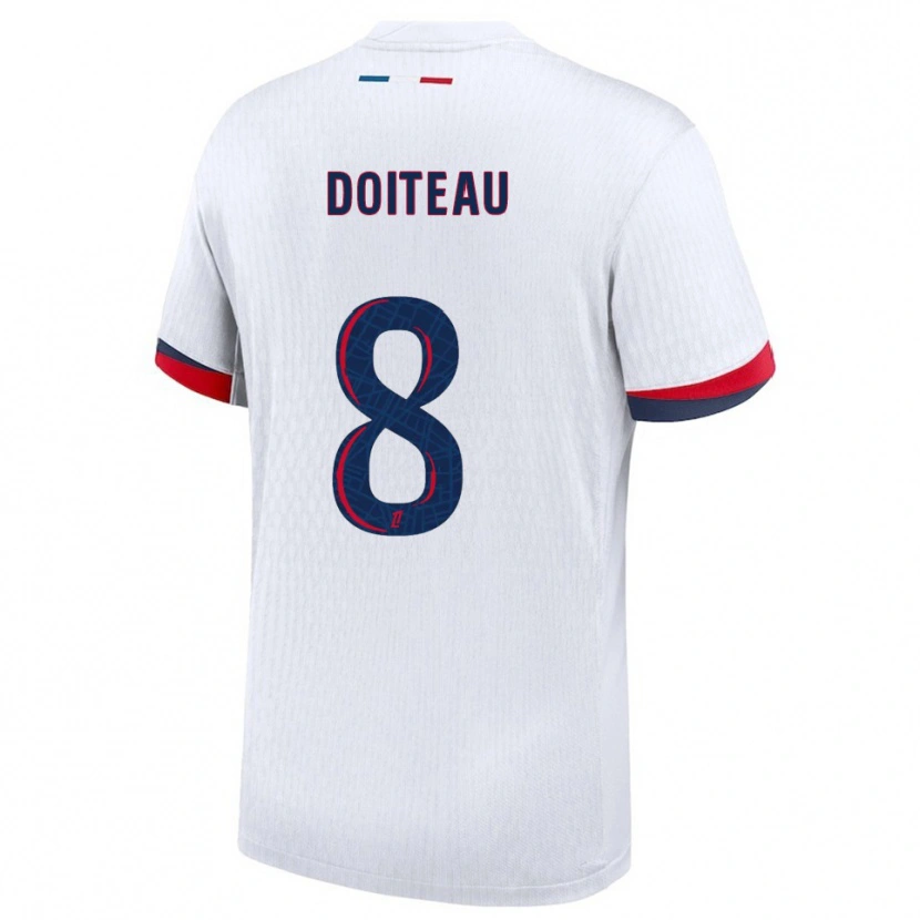 Danxen Dame Benoit Doiteau #8 Hvit Rød Bortetrøye Drakt Trøye 2025/26 Skjorter T-Skjorte