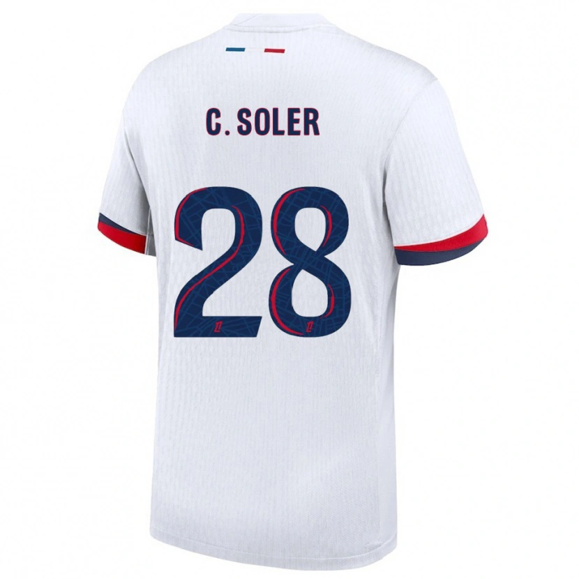 Danxen Dame Carlos Soler #28 Hvit Rød Bortetrøye Drakt Trøye 2025/26 Skjorter T-Skjorte