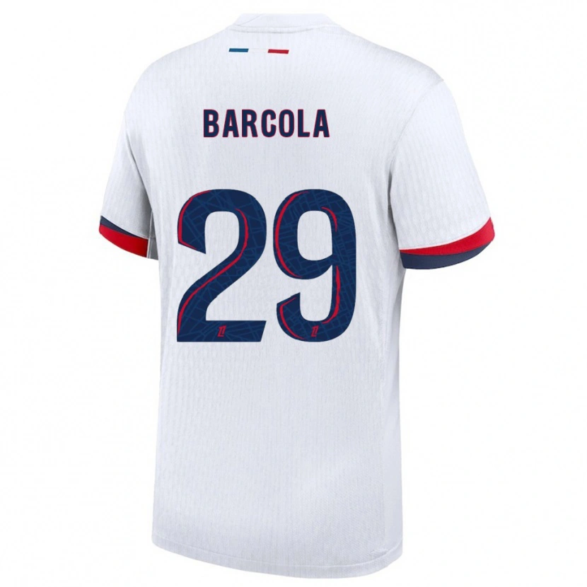 Danxen Dame Bradley Barcola #29 Hvit Rød Bortetrøye Drakt Trøye 2025/26 Skjorter T-Skjorte