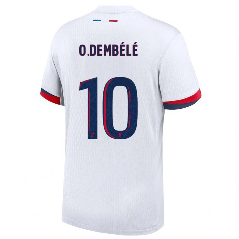 Danxen Dame Ousmane Dembélé #10 Hvit Rød Bortetrøye Drakt Trøye 2025/26 Skjorter T-Skjorte