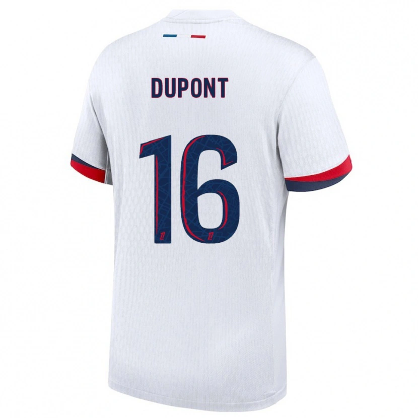 Danxen Dame Raphaël Dupont #16 Hvit Rød Bortetrøye Drakt Trøye 2025/26 Skjorter T-Skjorte