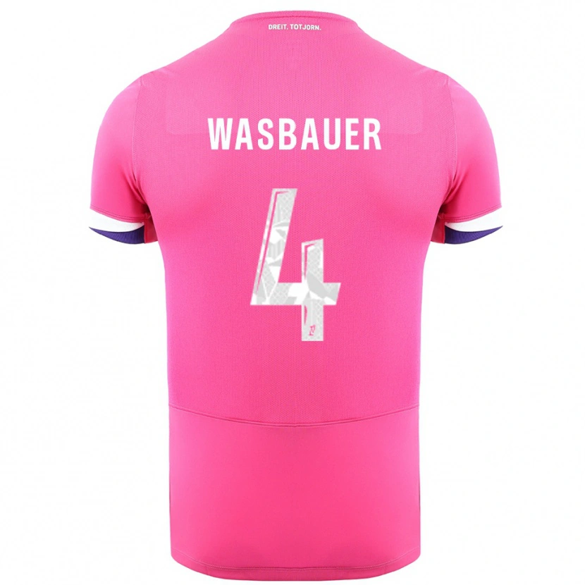 Danxen Dame Nicolas Wasbauer #4 Rosa Hvit Bortetrøye Drakt Trøye 2025/26 Skjorter T-Skjorte