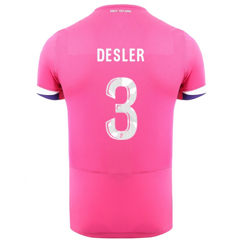 Danxen Dame Mikkel Desler #3 Rosa Hvit Bortetrøye Drakt Trøye 2025/26 Skjorter T-Skjorte