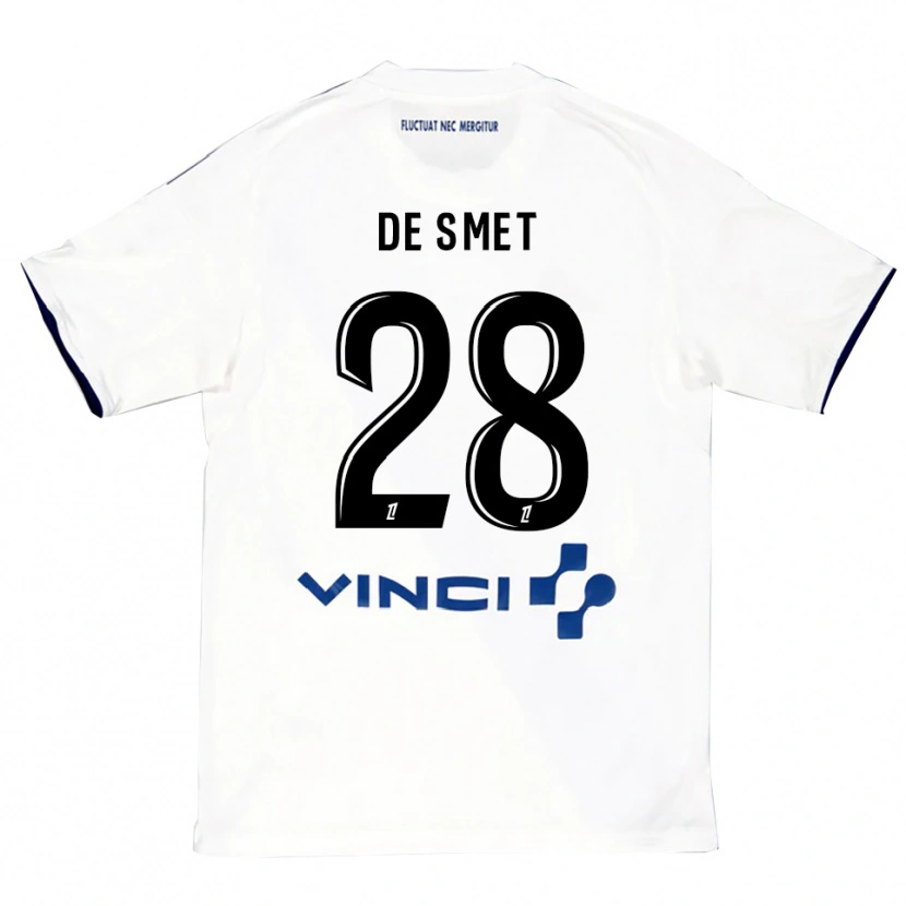Danxen Dame Thibault De Smet #28 Hvit Blå Bortetrøye Drakt Trøye 2025/26 Skjorter T-Skjorte
