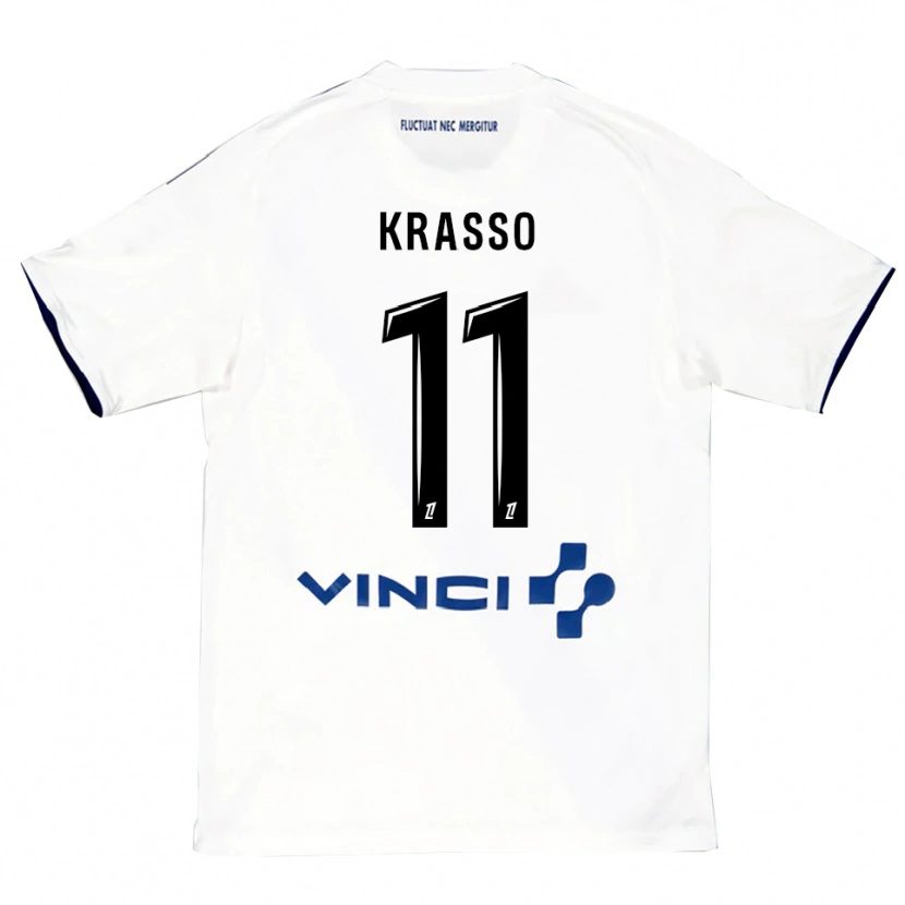 Danxen Dame Jean-Philippe Krasso #11 Hvit Blå Bortetrøye Drakt Trøye 2025/26 Skjorter T-Skjorte