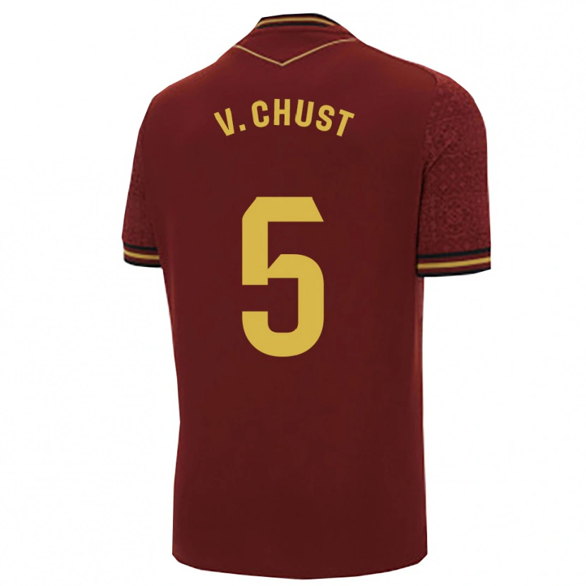 Danxen Dame Víctor Chust #5 Burgunder Gull Bortetrøye Drakt Trøye 2025/26 Skjorter T-Skjorte