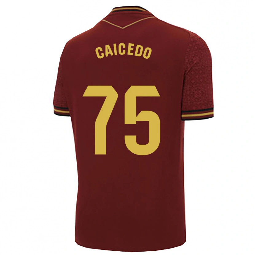 Danxen Dame Alfred Caicedo #75 Burgunder Gull Bortetrøye Drakt Trøye 2025/26 Skjorter T-Skjorte