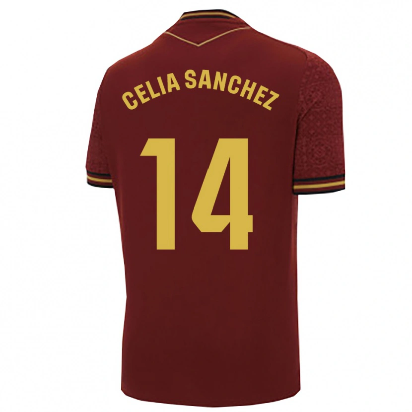 Danxen Dame Celia Sánchez García #14 Burgunder Gull Bortetrøye Drakt Trøye 2025/26 Skjorter T-Skjorte