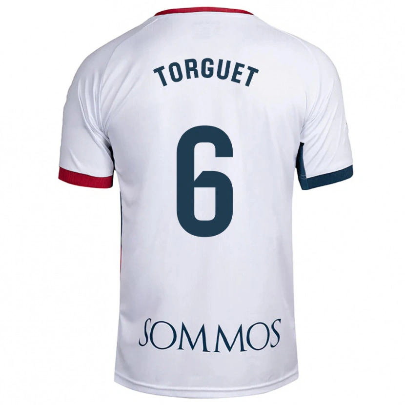 Danxen Dame Miguel Torguet #6 Hvit Rød Bortetrøye Drakt Trøye 2025/26 Skjorter T-Skjorte