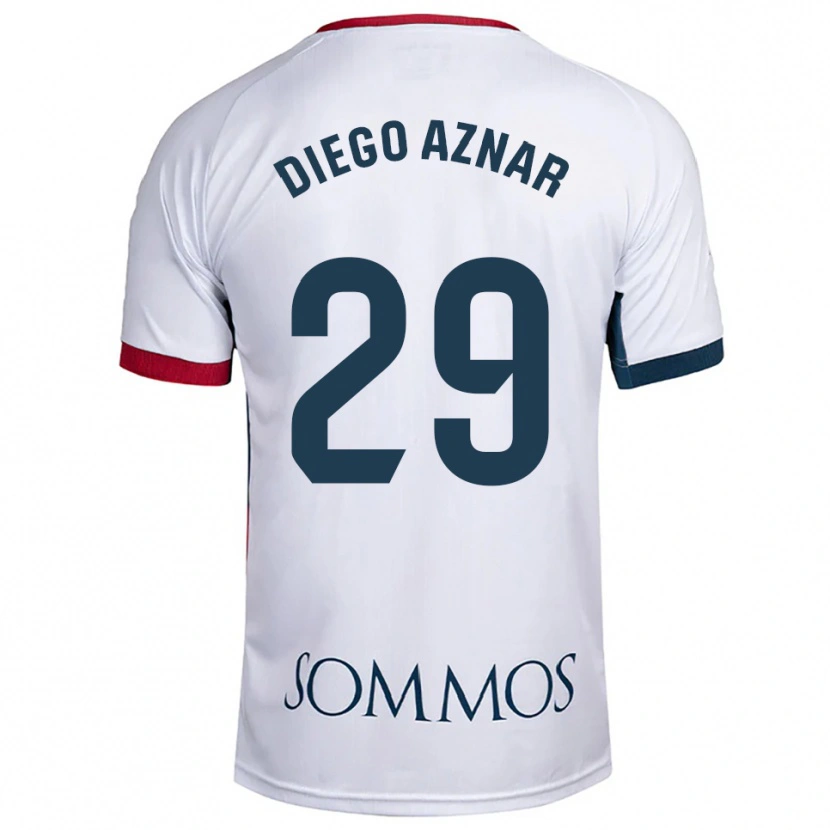 Danxen Dame Diego Aznar #29 Hvit Rød Bortetrøye Drakt Trøye 2025/26 Skjorter T-Skjorte