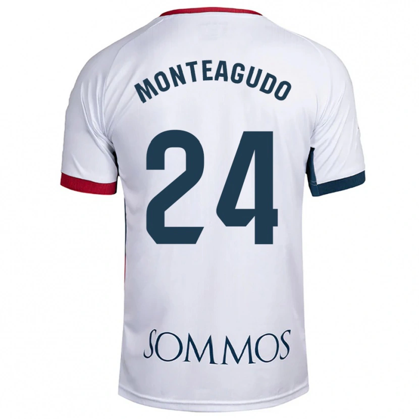 Danxen Dame Miguel Monteagudo #24 Hvit Rød Bortetrøye Drakt Trøye 2025/26 Skjorter T-Skjorte