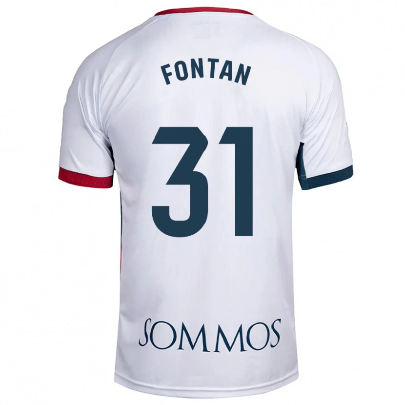 Danxen Dame Nico Fontán #31 Hvit Rød Bortetrøye Drakt Trøye 2025/26 Skjorter T-Skjorte