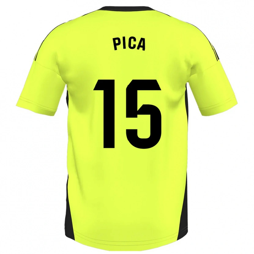 Danxen Dame Adrián Pica #15 Fluorescerende Gul Bortetrøye Drakt Trøye 2025/26 Skjorter T-Skjorte
