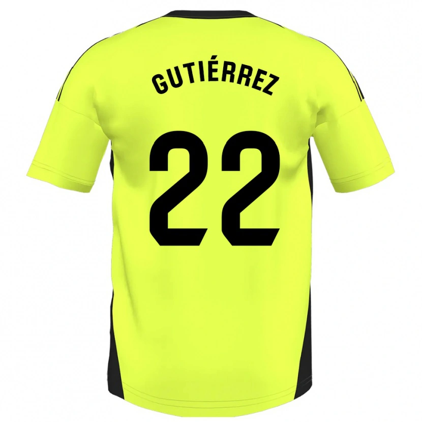 Danxen Dame Juan Gutiérrez #22 Fluorescerende Gul Bortetrøye Drakt Trøye 2025/26 Skjorter T-Skjorte
