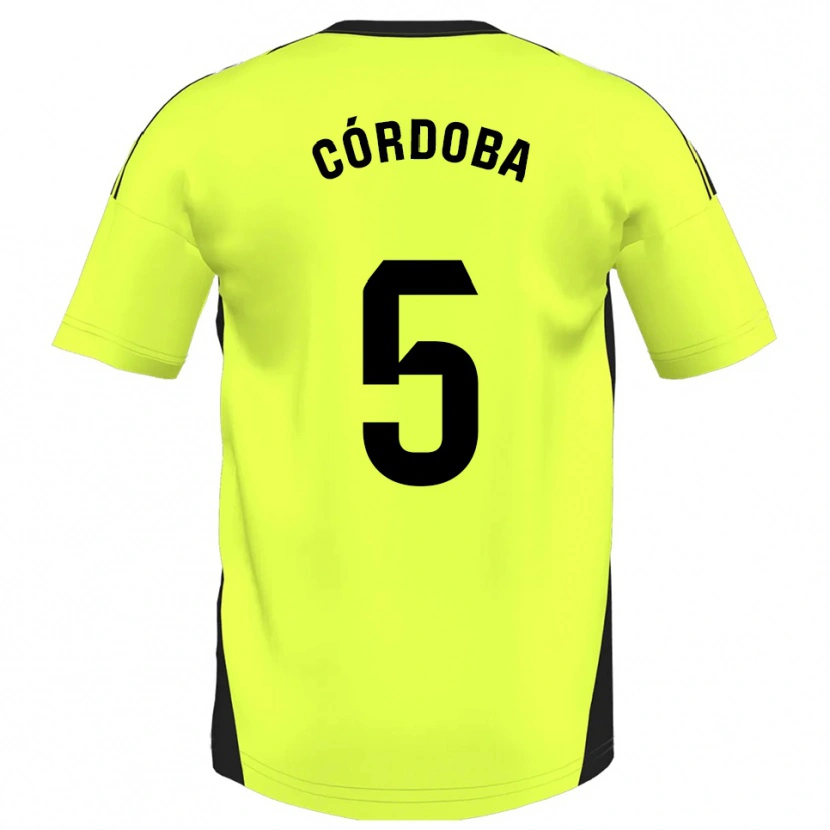 Danxen Dame Iker Córdoba #5 Fluorescerende Gul Bortetrøye Drakt Trøye 2025/26 Skjorter T-Skjorte