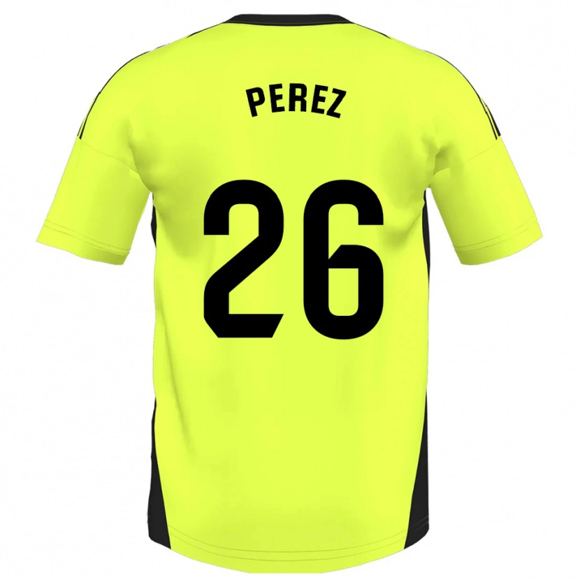 Danxen Dame Pablo Pérez #26 Fluorescerende Gul Bortetrøye Drakt Trøye 2025/26 Skjorter T-Skjorte