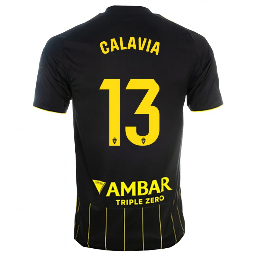 Danxen Dame Carlos Calavia #13 Svart Gul Bortetrøye Drakt Trøye 2025/26 Skjorter T-Skjorte