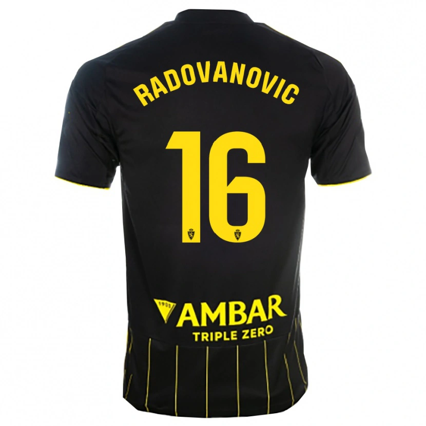 Danxen Dame Aleksandar Radovanovic #16 Svart Gul Bortetrøye Drakt Trøye 2025/26 Skjorter T-Skjorte