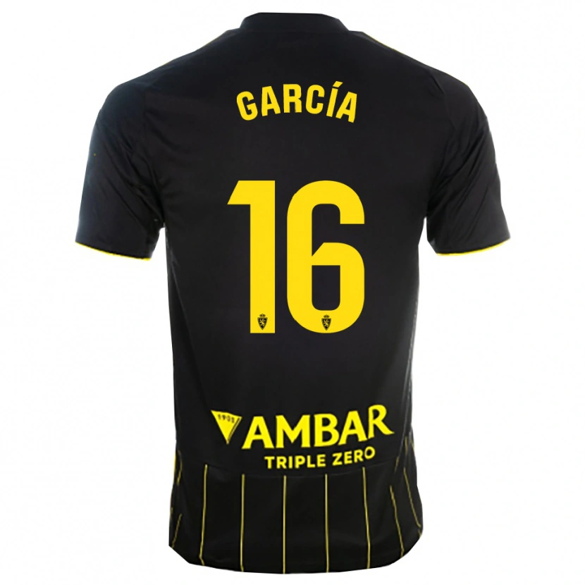 Danxen Dame Iker García #16 Svart Gul Bortetrøye Drakt Trøye 2025/26 Skjorter T-Skjorte