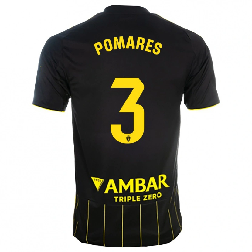 Danxen Dame Carlos Pomares #3 Svart Gul Bortetrøye Drakt Trøye 2025/26 Skjorter T-Skjorte