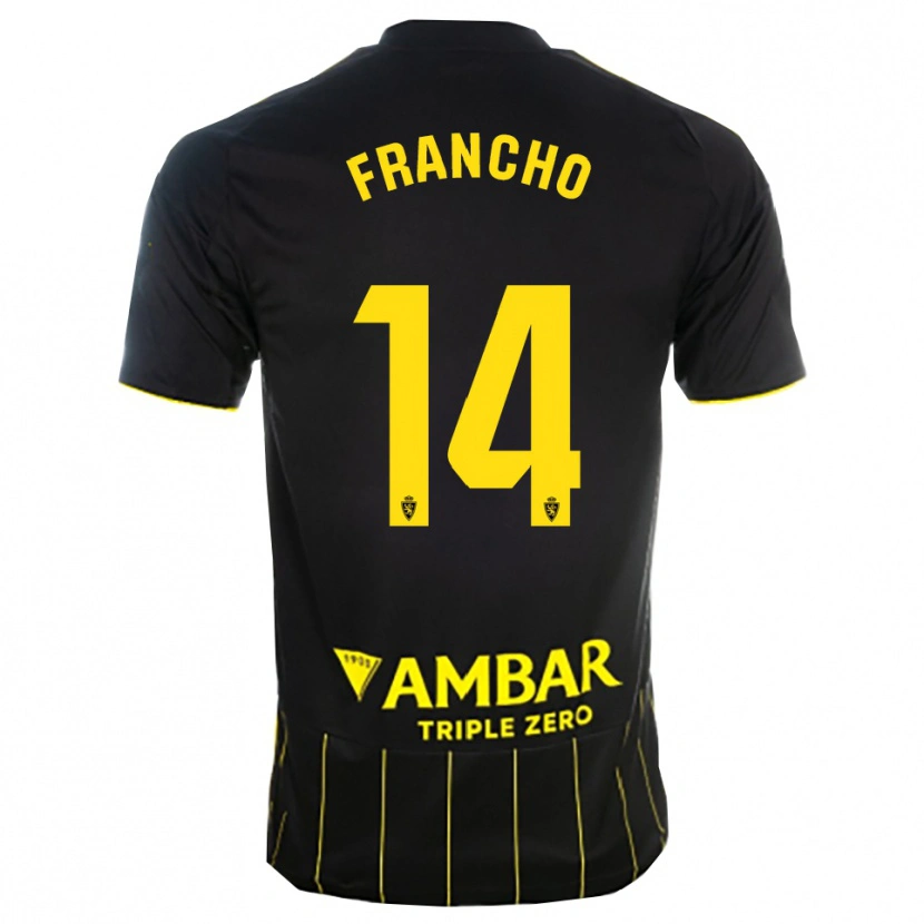 Danxen Dame Francho Serrano #14 Svart Gul Bortetrøye Drakt Trøye 2025/26 Skjorter T-Skjorte