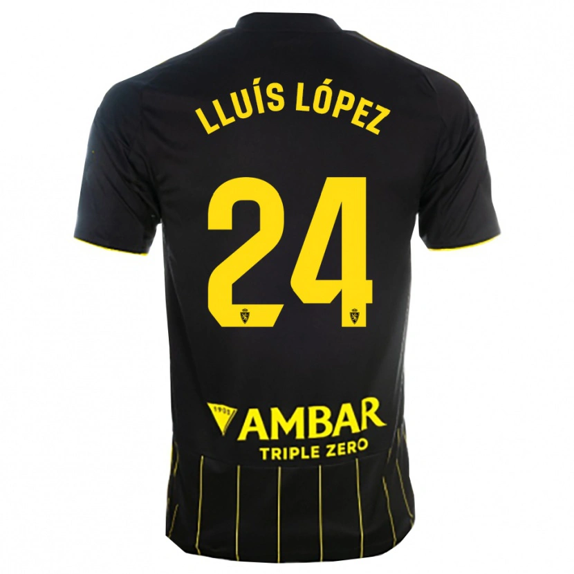 Danxen Dame Lluís López #24 Svart Gul Bortetrøye Drakt Trøye 2025/26 Skjorter T-Skjorte